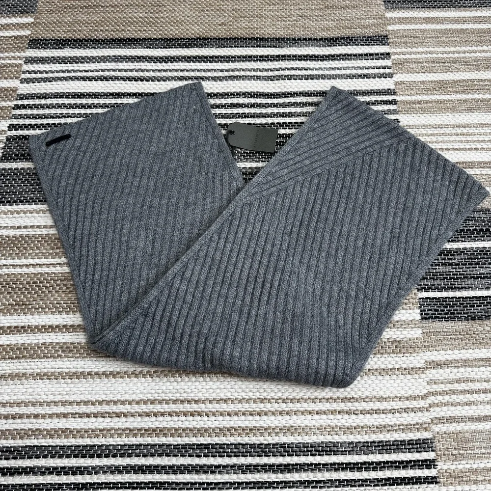 AllSaints Scarf Mens One Size Grey Marl Traveling Rib Wool Blend AS100522C-020‎